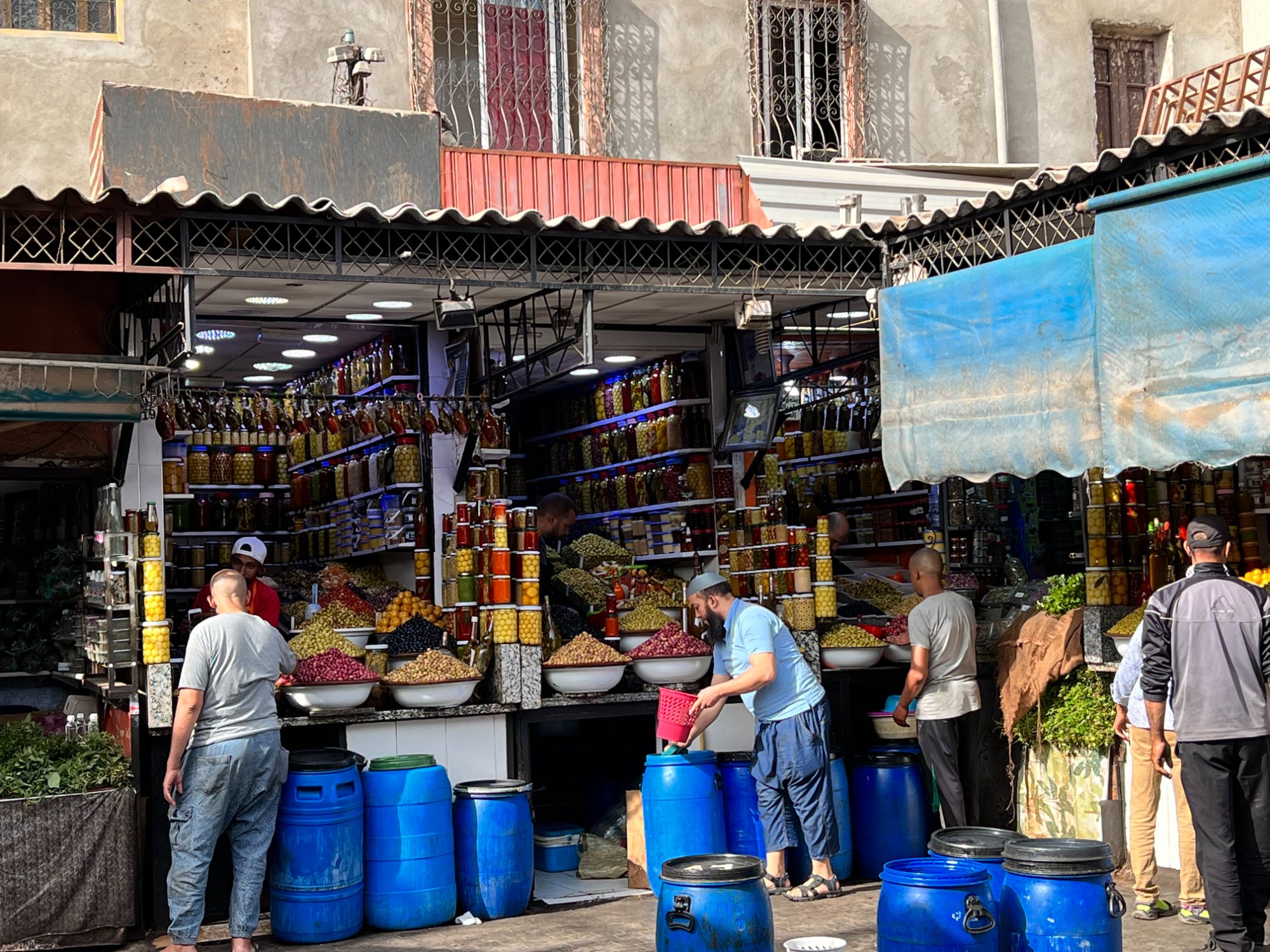 Olive and spice shop in the Marrakech souk
